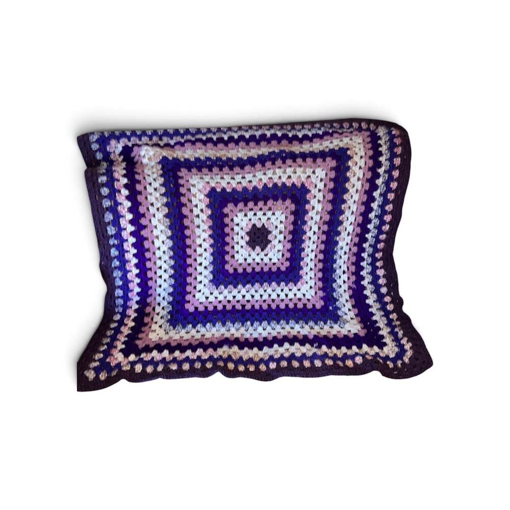 Handmade Crochet Granny Square Throw Blanket Purple